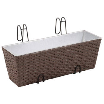 The Living Store Hangplantenbakkenset - Rattan - 2 poten - Zinken potten - Bruin