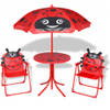 vidaXL Bistroset met parasol voor kinderen rood