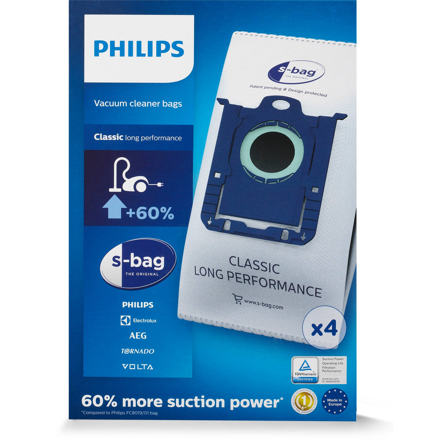 Giet Direct Rond en rond Philips s-bag stofzuigerzakken - FC8021/03 - 4 stuks | Blokker