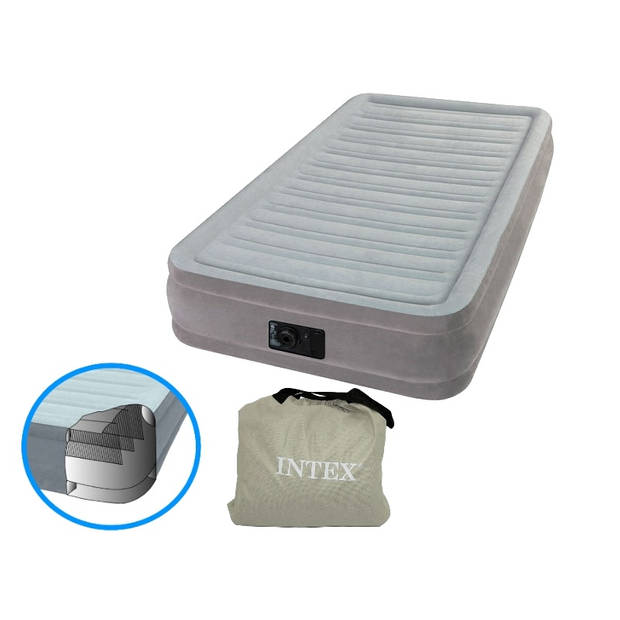 Intex luchtbed comfort met pomp 1-persoons 191 x 99 x 33 cm