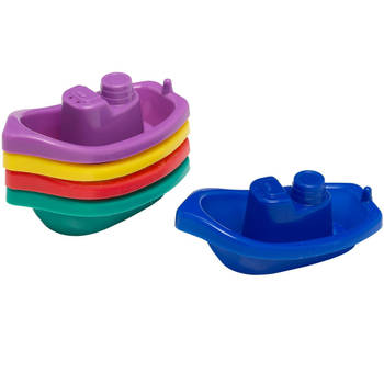 5x Gekleurde badbootjes speelgoedaEs - kunststof - 10 x 3,5 cm - Badspeelgoed