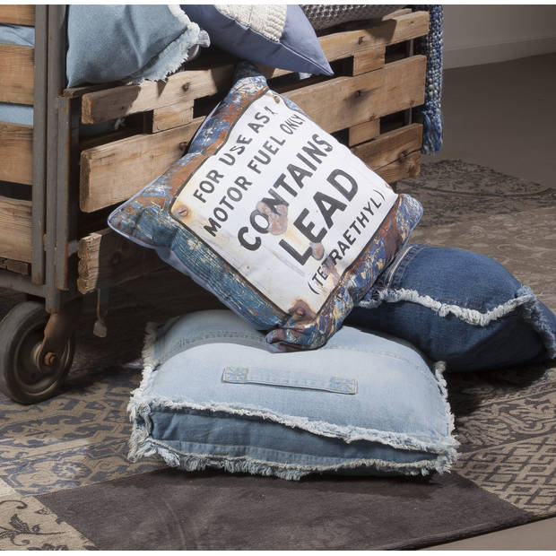 Dutch Decor - FUTON - Sierkussen denim - 50x50 cm - blauw - jeans - met rits - lounge kussen