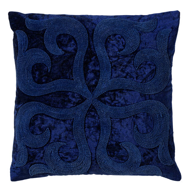 Dutch Decor - AVALON - Kussenhoes velvet 45x45 cm Insignia Blue - donkerblauw