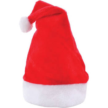 Benza Luxe Kerstmuts Bont - One Size - Rood - 10 stuks