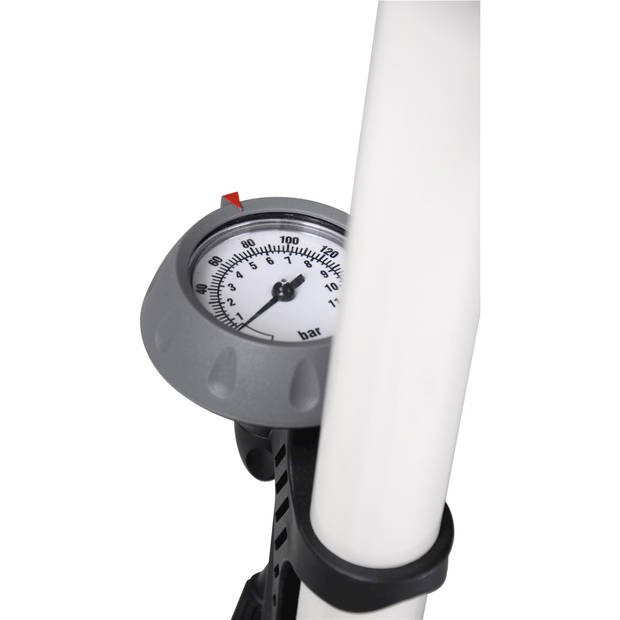 Simson fietspomp met manometer staal 61 cm wit (020601)