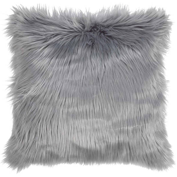 Dutch Decor - MEES - Sierkussen 45x45 cm - mist - lichtgrijs - fluffy - superzacht