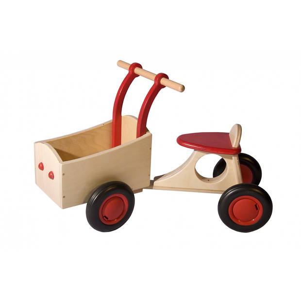 Van Dijk Toys Loopfiets met 4 wielen loop-bakfiets Junior Rood