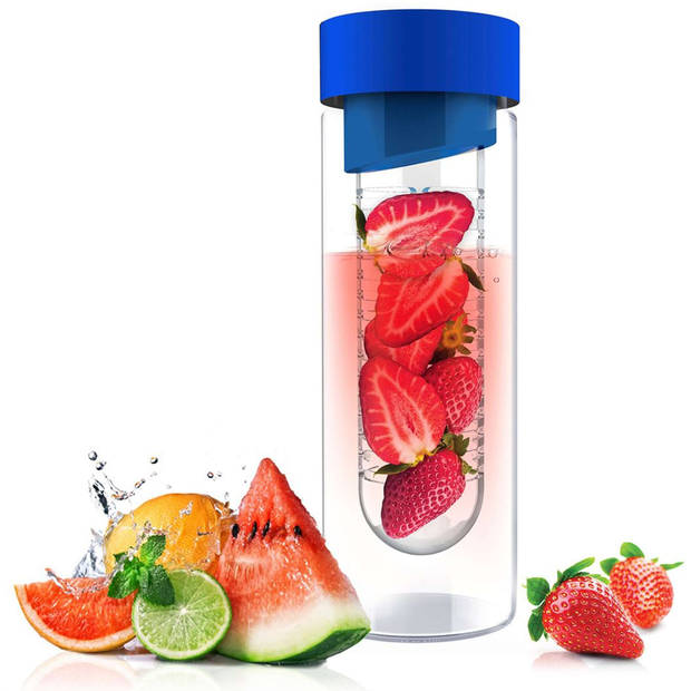 Asobu Flavour It drinkbeker - glas - incl fruitinfuse - 480 ml - blauw