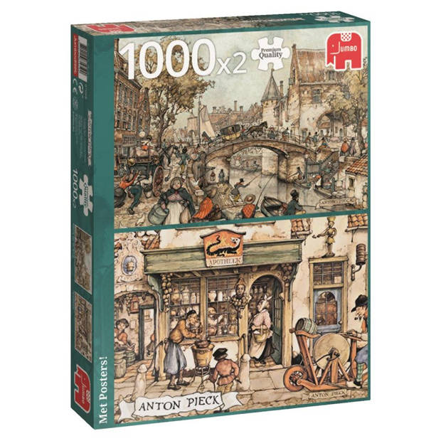 Jumbo Anton Pieck puzzel koets op de brug & de apotheker - 2 x 1000 stukjes