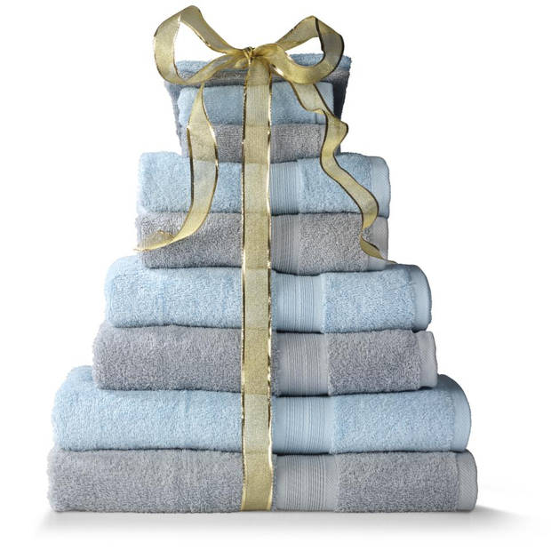 Blokker handdoek - blauw - katoen - 140 x 70 cm