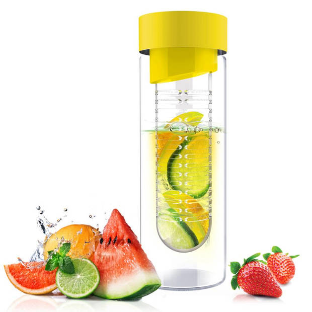 Asobu Flavour It drinkbeker - glas - incl fruitinfuse - 480 ml - geel