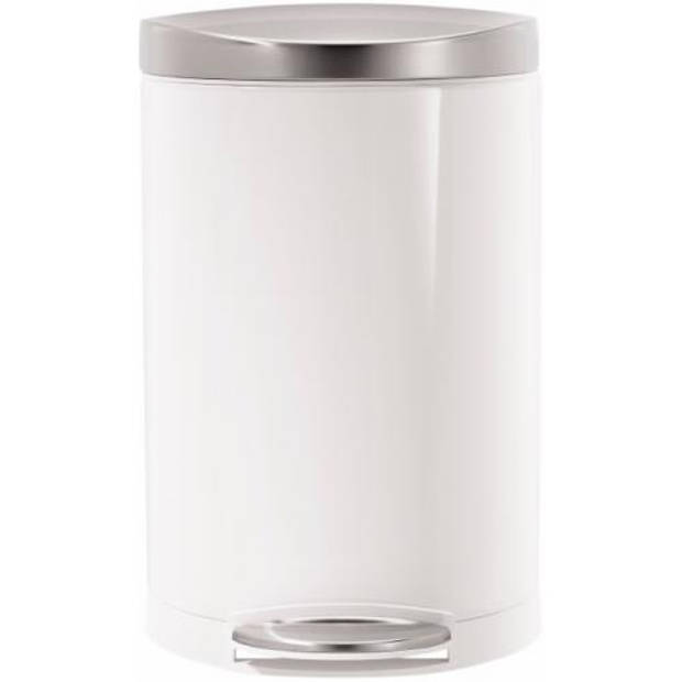 Simplehuman - Afvalemmer Semi-Round - RVS - 10 l - Wit - Simplehuman