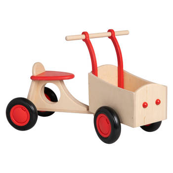 Van Dijk Toys houten kinder loop bakfiets vanaf 1 jaar - Rood (Kinderopvang kwaliteit)