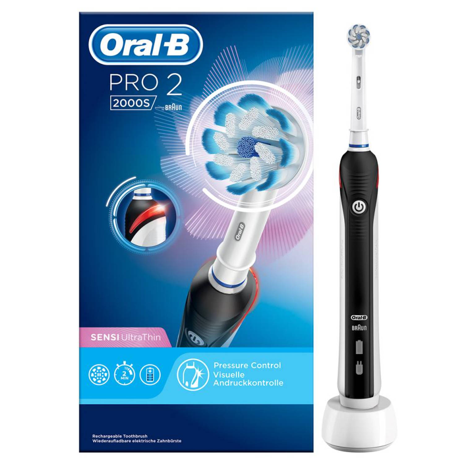 Voorverkoop Nietje Bestrooi Oral-B Pro 2 2000S Sensi Ultrathin - Elektrische tandenborstel - Black |  Blokker