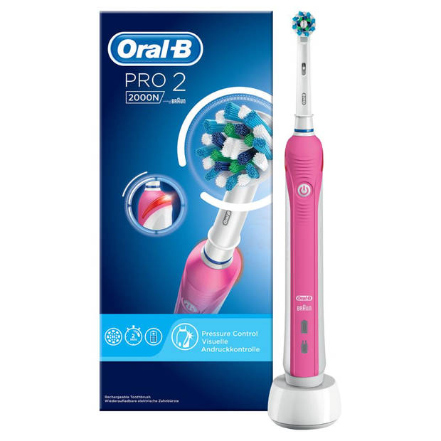 Oral-B Pro 2 2000N CrossAction Roze - Elektrische Tandenborstel