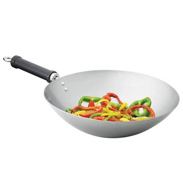KitchenCraft wokpan World of Flavours 30 cm carbon/RVS zilver