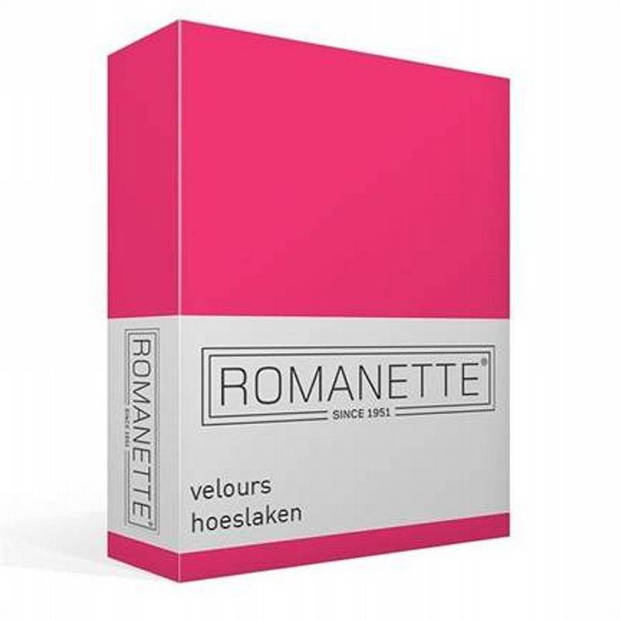 Romanette velours hoeslaken - 80% katoen - 20% polyester - Lits-jumeaux (160/180/200x200/220 cm) - Fuchsia