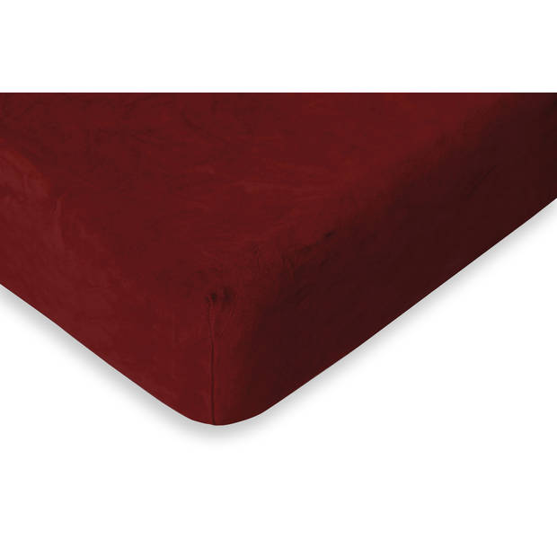 Romanette Badstof Velours Hoeslaken - bordeaux - 1 persoons - 80/90/100x200/220cm