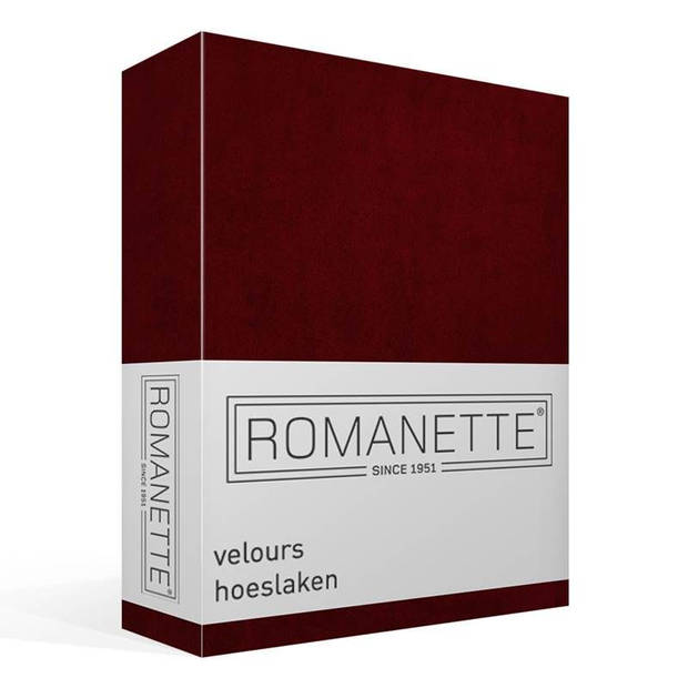 Romanette velours hoeslaken - 80% katoen - 20% polyester - Lits-jumeaux (160/180/200x200/220 cm) - Bordeaux