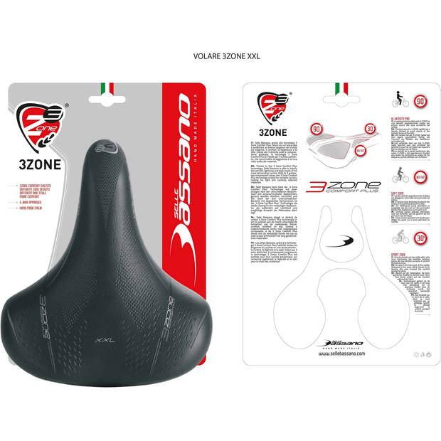 Selle Bassano Bigcity Volare 3 Zone Comfort Plus zadel zwart