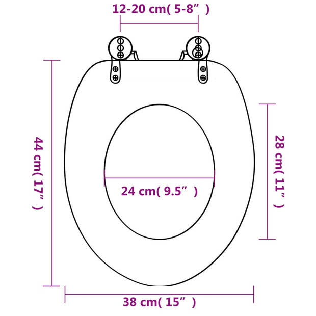 The Living Store Toiletbril - MDF - Chroom-zinklegering - 42.5x35.8 cm - Zeesterren ontwerp