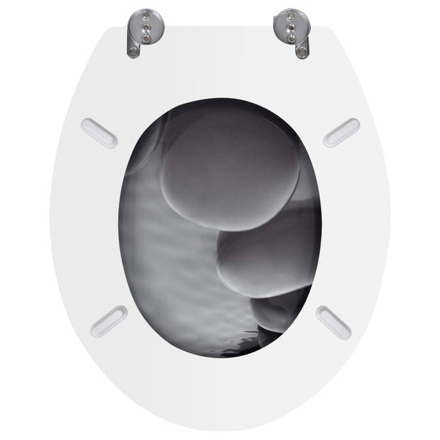 The Living Store Toiletbril MDF - Stenen - 43.7 x 37.8 cm - Duurzaam MDF - Verstelbare scharnieren
