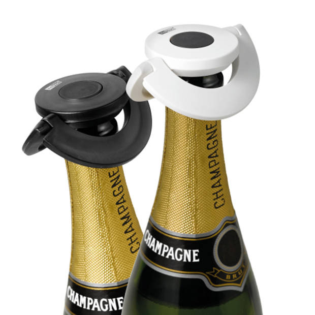 Adhoc champagnestopper Gusto wit 8,2 x 1,7 cm RVS wit