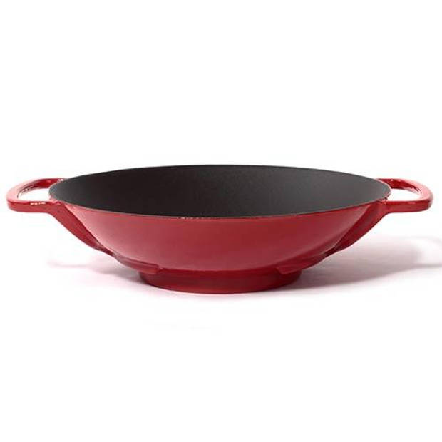 Gietijzeren wok rood, 35cm - Sürel