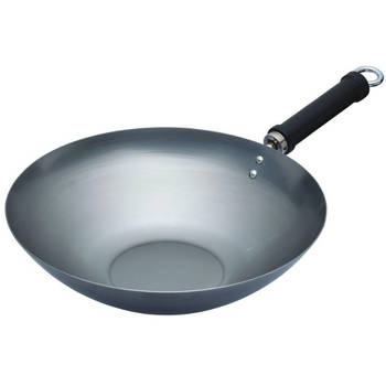 KitchenCraft wokpan World of Flavours 30 cm carbon/RVS zilver