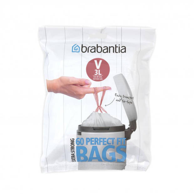 Brabantia Perfect Fit afvalzakken 3 l - Code V - 60 stuks