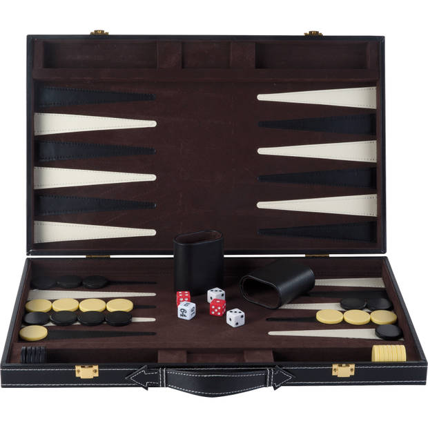 Backgammon ingelegd 46 x 28 cm zwart
