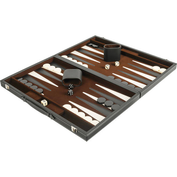 Backgammon ingelegd 46 x 28 cm zwart