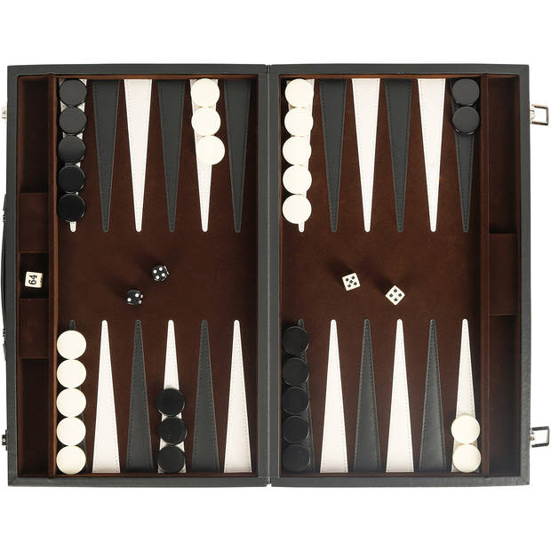 Backgammon ingelegd 46 x 28 cm zwart