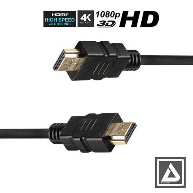 Lav 1.4 hdmi kabel – 1,5 meter - ultra hd 1080p, 3d, 4k - verguld