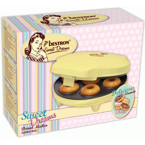 Bestron donutmaker Sweet Dreams 25,7 cm 700W staal geel