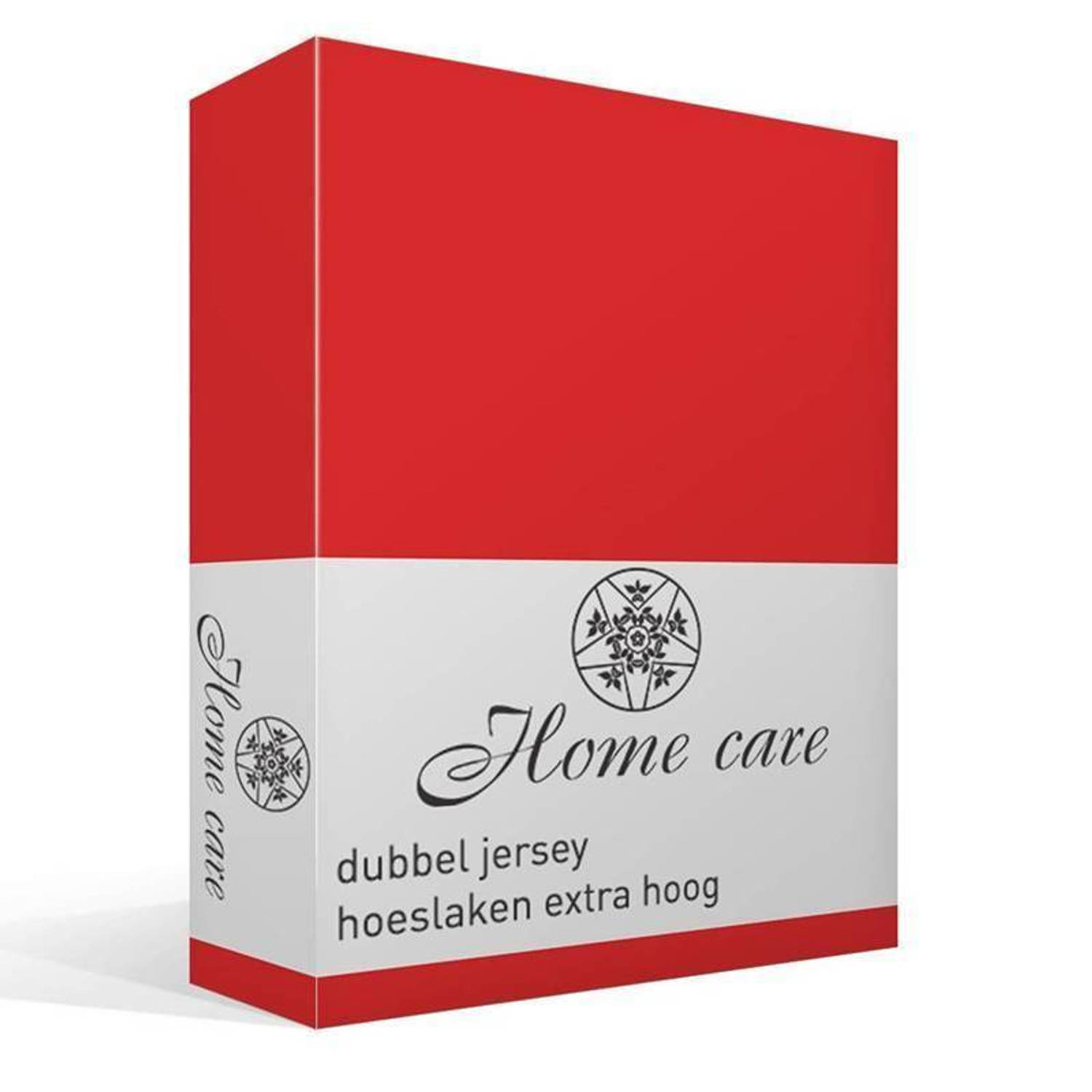 Home Care dubbel jersey hoeslaken extra hoog - 100% dubbel gebreide katoen - 2-persoons (140x200/220 cm) - Rood