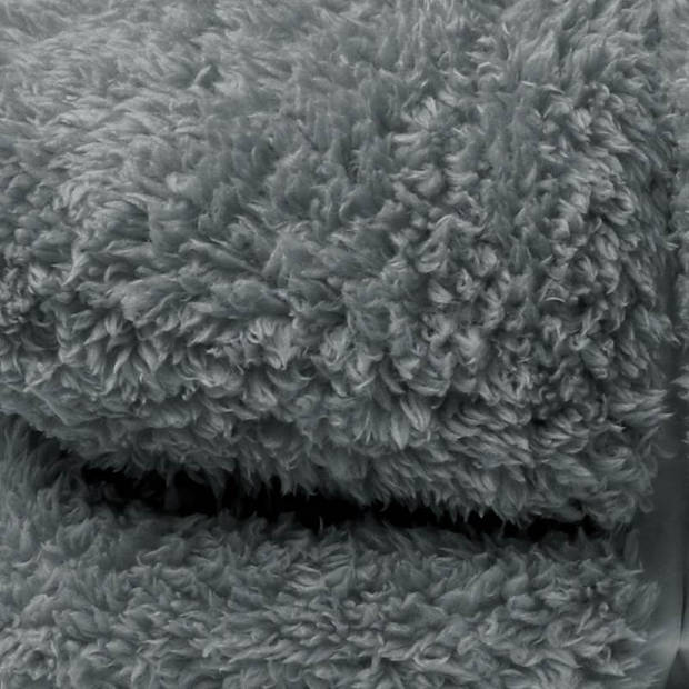 Unique Living - Plaid/deken Teddy - grijs - polyester - 150 x 200 cm - Plaids