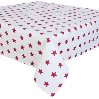 Clayre & eef tafelkleed 100x100 cm - wit, rood - katoen, 100% katoen