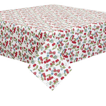 Clayre & eef tafelkleed 100x100 cm - wit, groen, rood, blauw - katoen, 100% katoen
