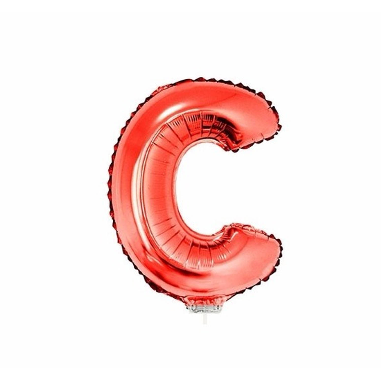 Rode opblaas letter c op stokje 41 cm