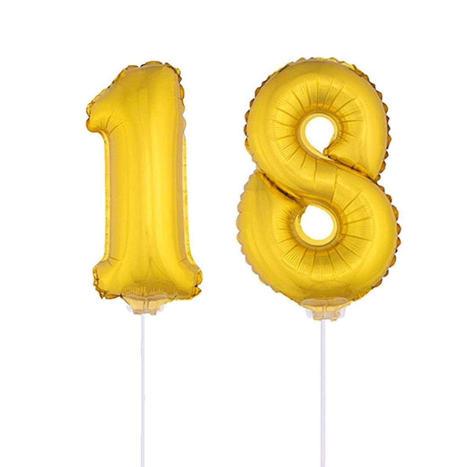 Folie ballonnen cijfer 18 goud 41 cm - Ballonnen