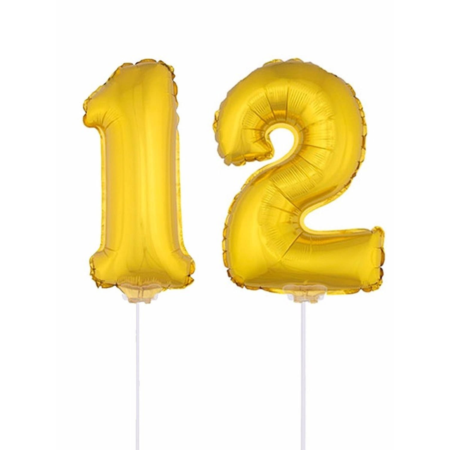 Folie ballonnen cijfer 12 goud 41 cm - Ballonnen