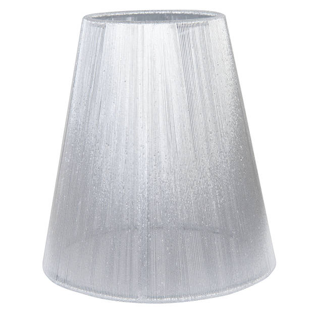 Clayre & eef lampenkap ø 14x15 cm/e14 - zilver - katoen
