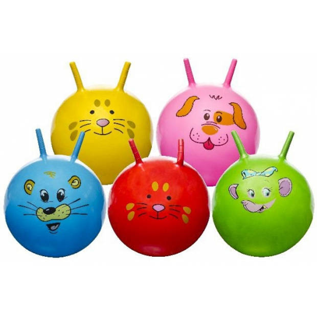 Skippybal met dieren gezicht geel 46 cm - Skippyballen