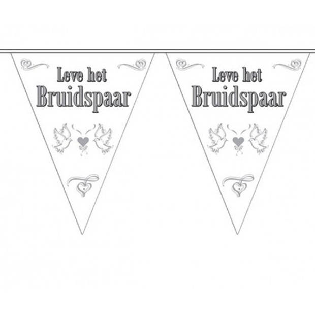 3x Leve het bruidspaar bruiloft versiering vlaggenlijn - Vlaggenlijnen