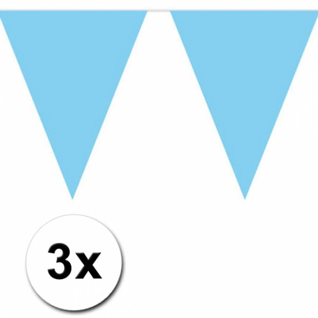 3x 10 meter vlaggenlijn baby blauw - Vlaggenlijnen