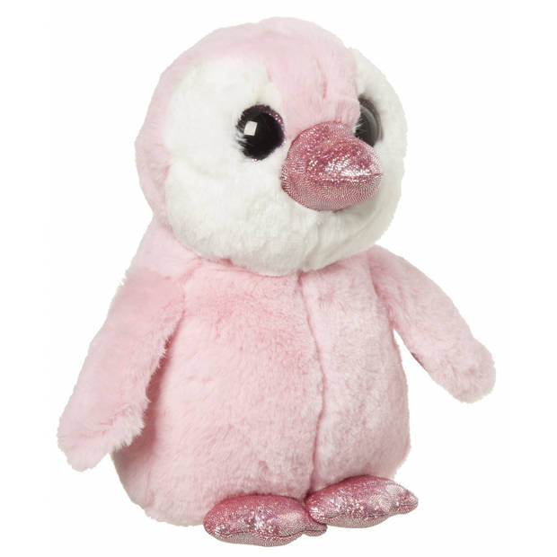 Pluche pinguin knuffel roze 18 cm - Vogel knuffels