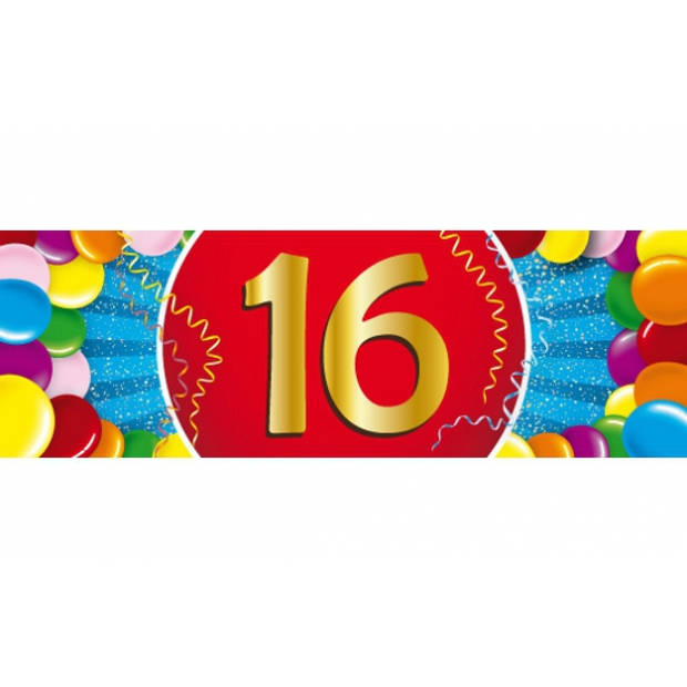 Feest ballonnen met 16 jaar print 16x + sticker - Ballonnen