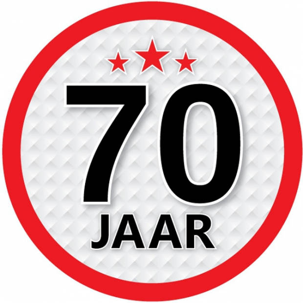 Wit bewaarblik/opbergblik 18 cm met 70 jaar sticker - Cadeaudoosjes