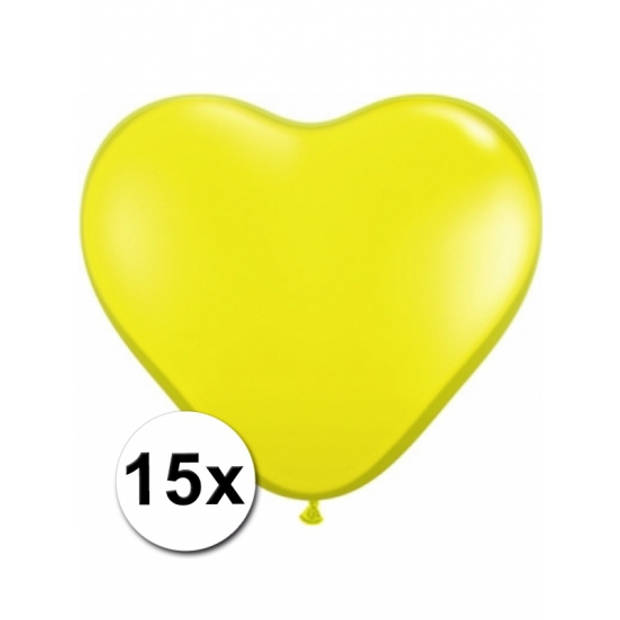 15x Hart ballonnen geel - Ballonnen